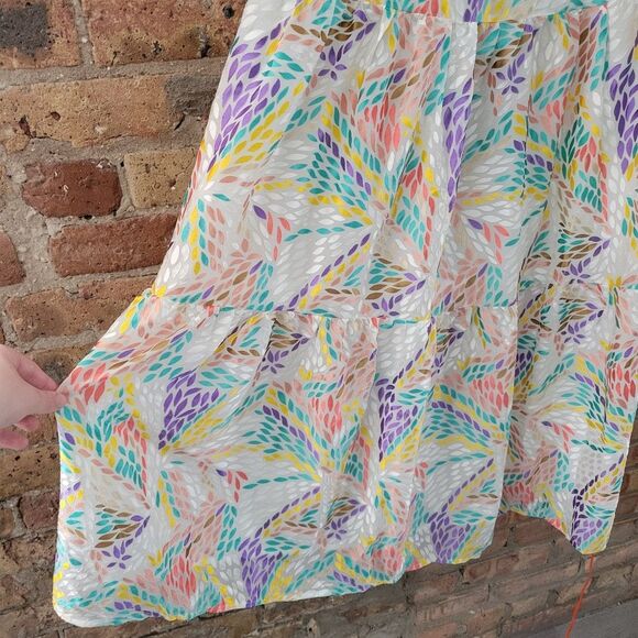 C/Meo Collective Set Up Velvet Abstract Tiered Ivory White Maxi Dress Size Large - Picture 3 of 8